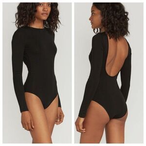 Ninety Percent long sleeve round neck low back bodysuit black M ￼New‎